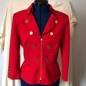Tahari ASL sailor military style red blazer size 8